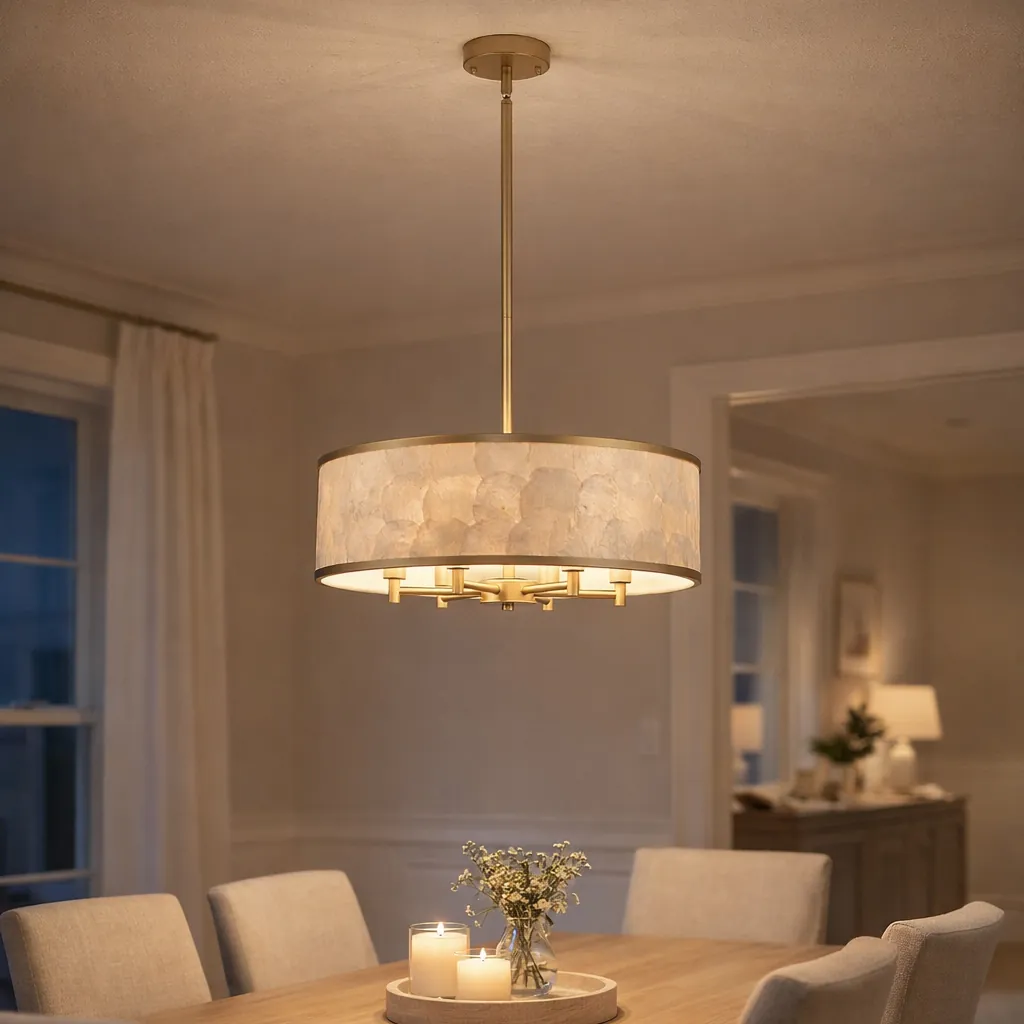 Gole drum capiz shell chandelier