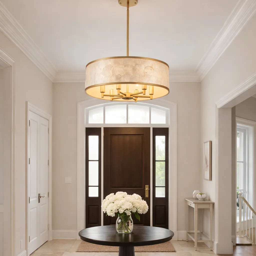 Gole drum capiz shell chandelier