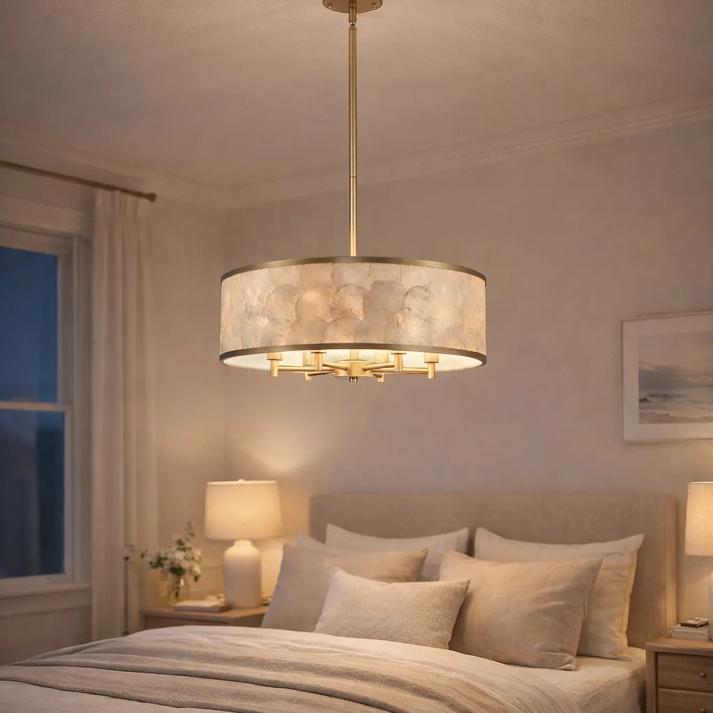 Gole drum capiz shell chandelier