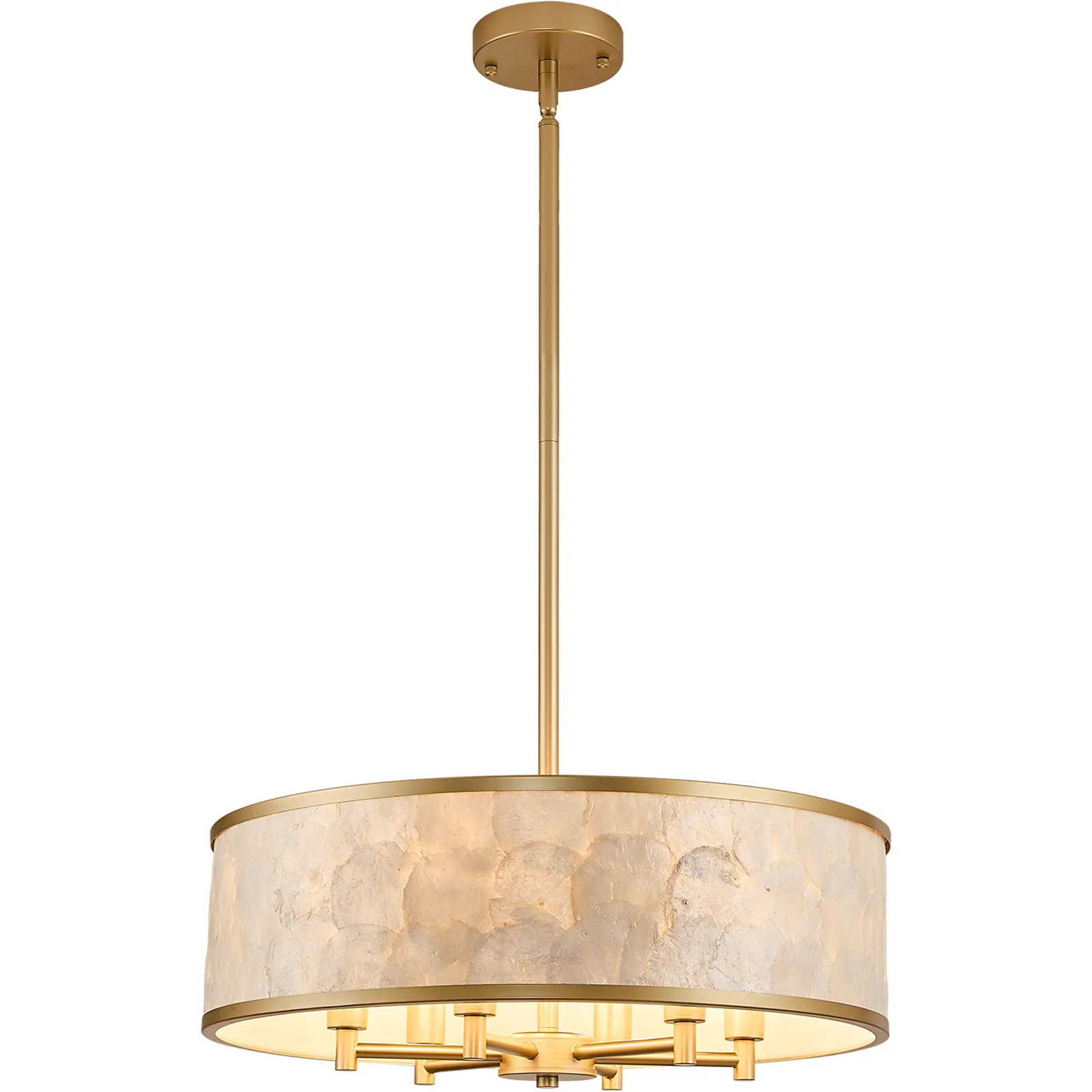 Gold drum capiz shell chandelier