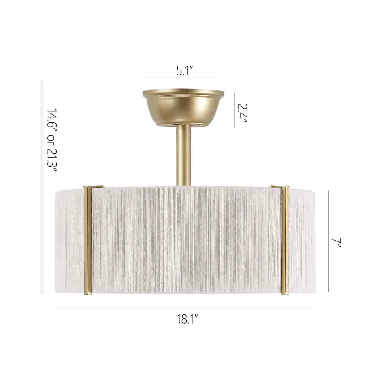 18.1" Gold Boho Fandelier with Light