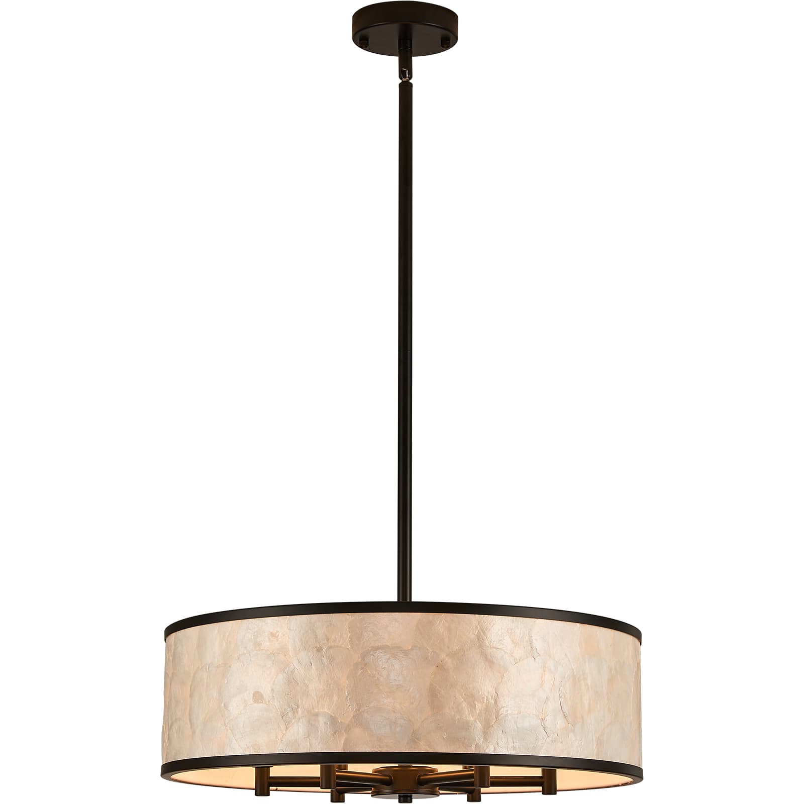 Black drum capiz shell chandelier