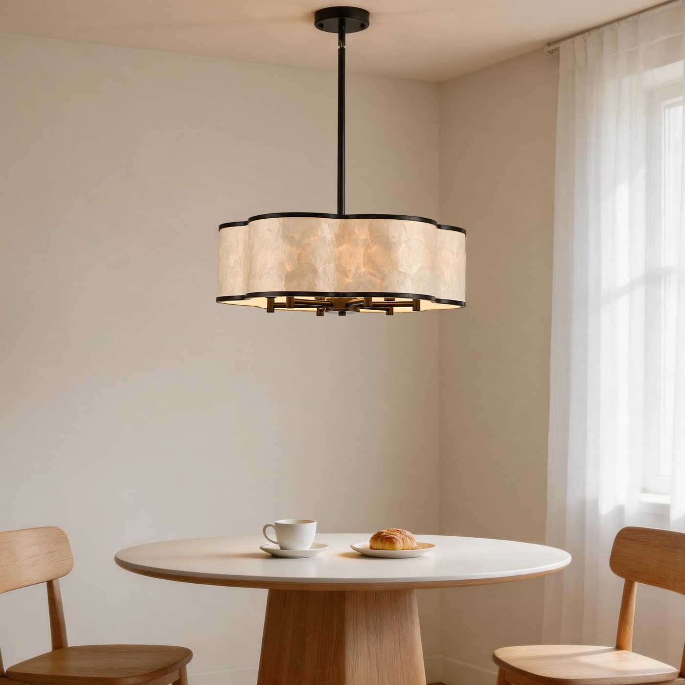 Black Flower capiz shell chandelier