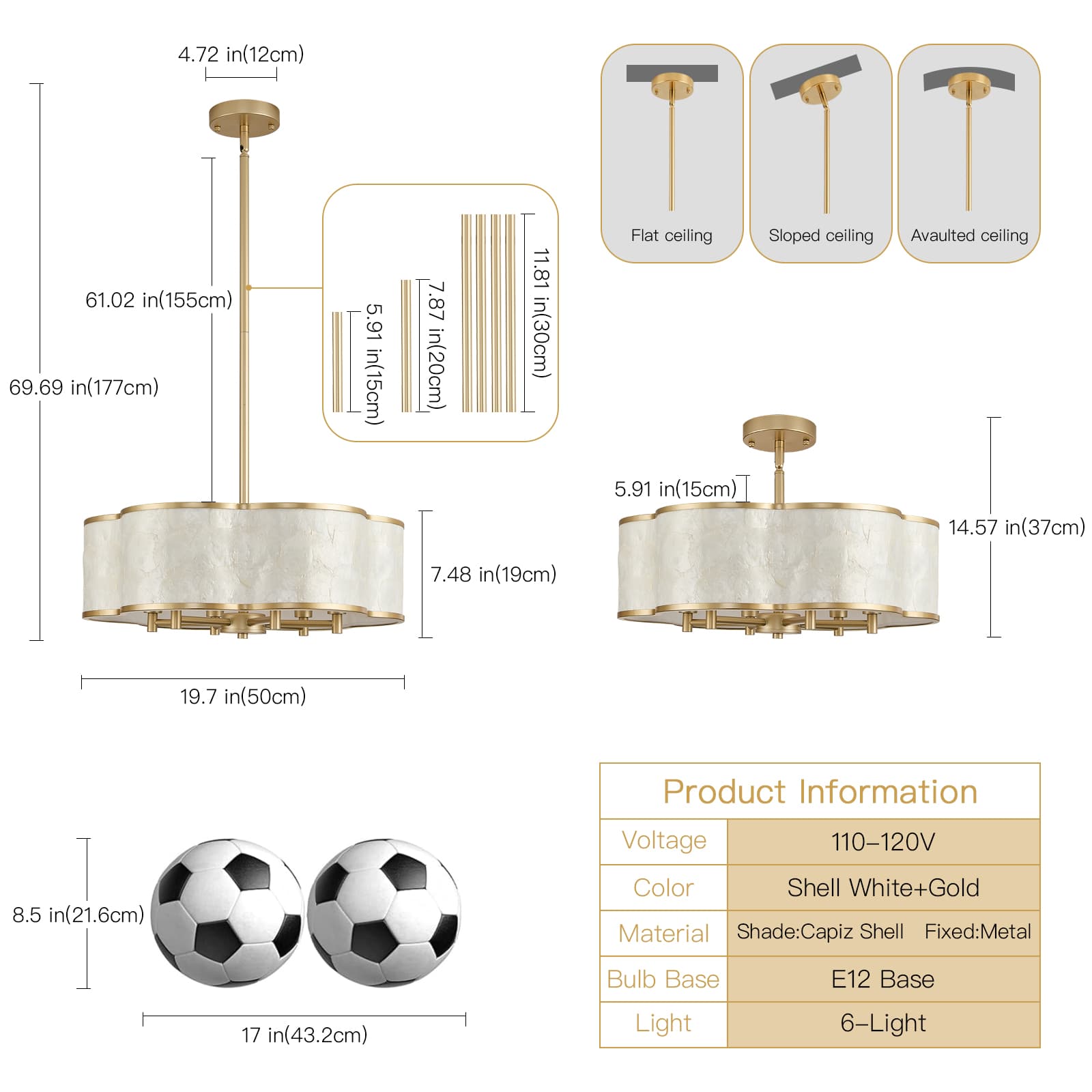 Gold Flower capiz shell chandelier