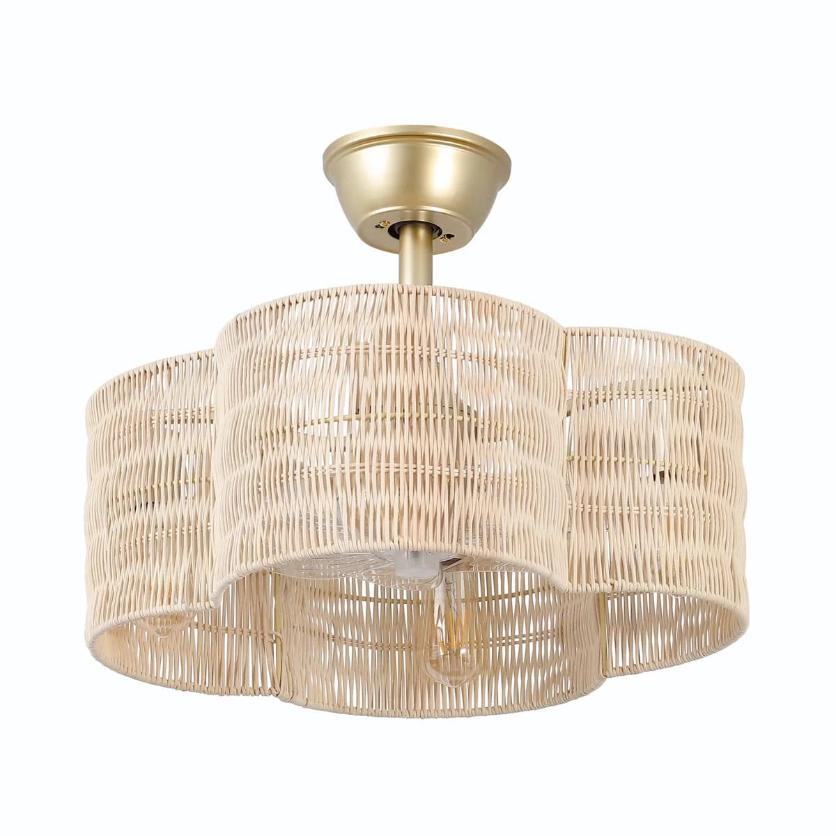 19.7" Rattan Fandelier with Light | Flower Shaped Boho Ceiling Fan