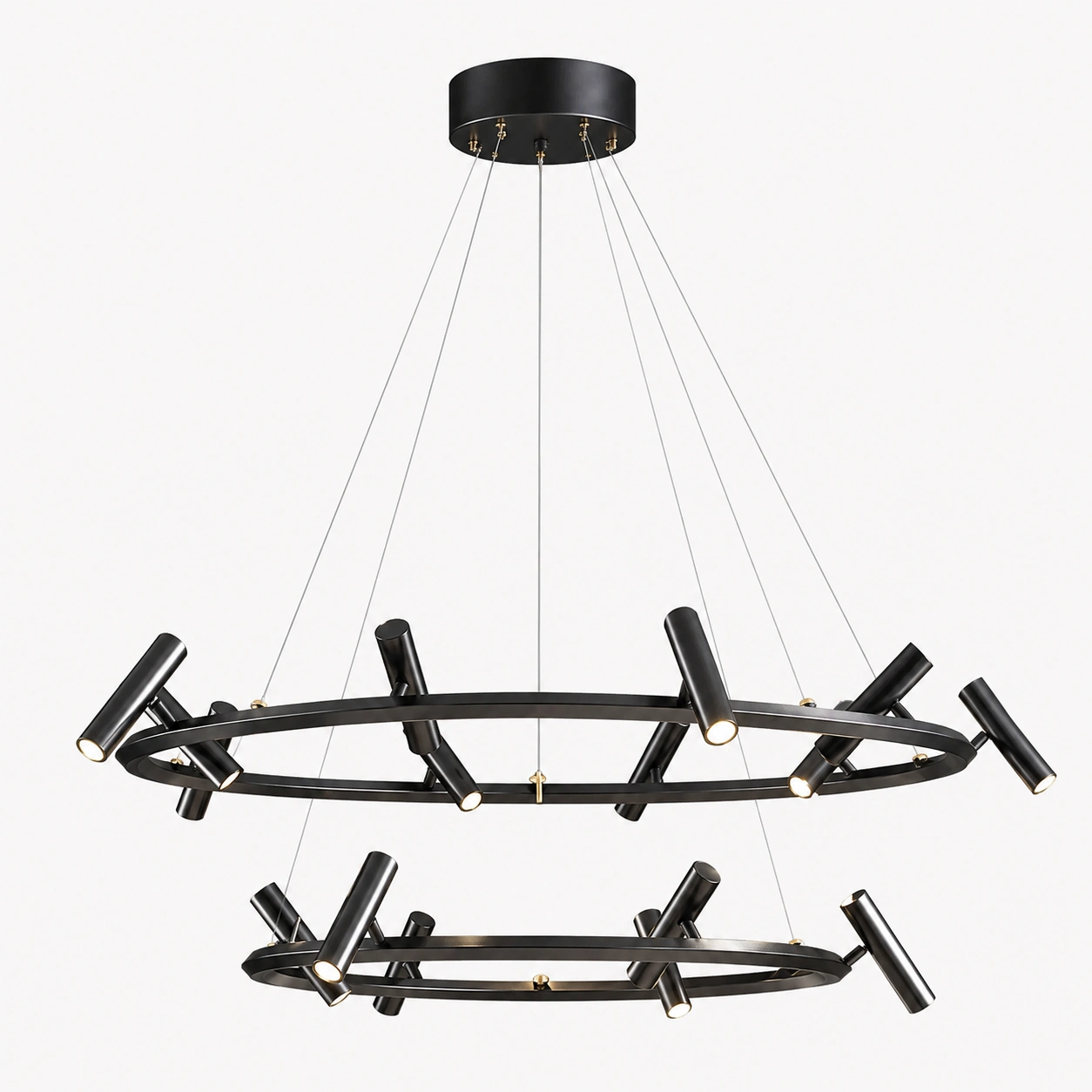 Wholesale Black Ring Spotlight Chandelier with Adjustable Metal Heads