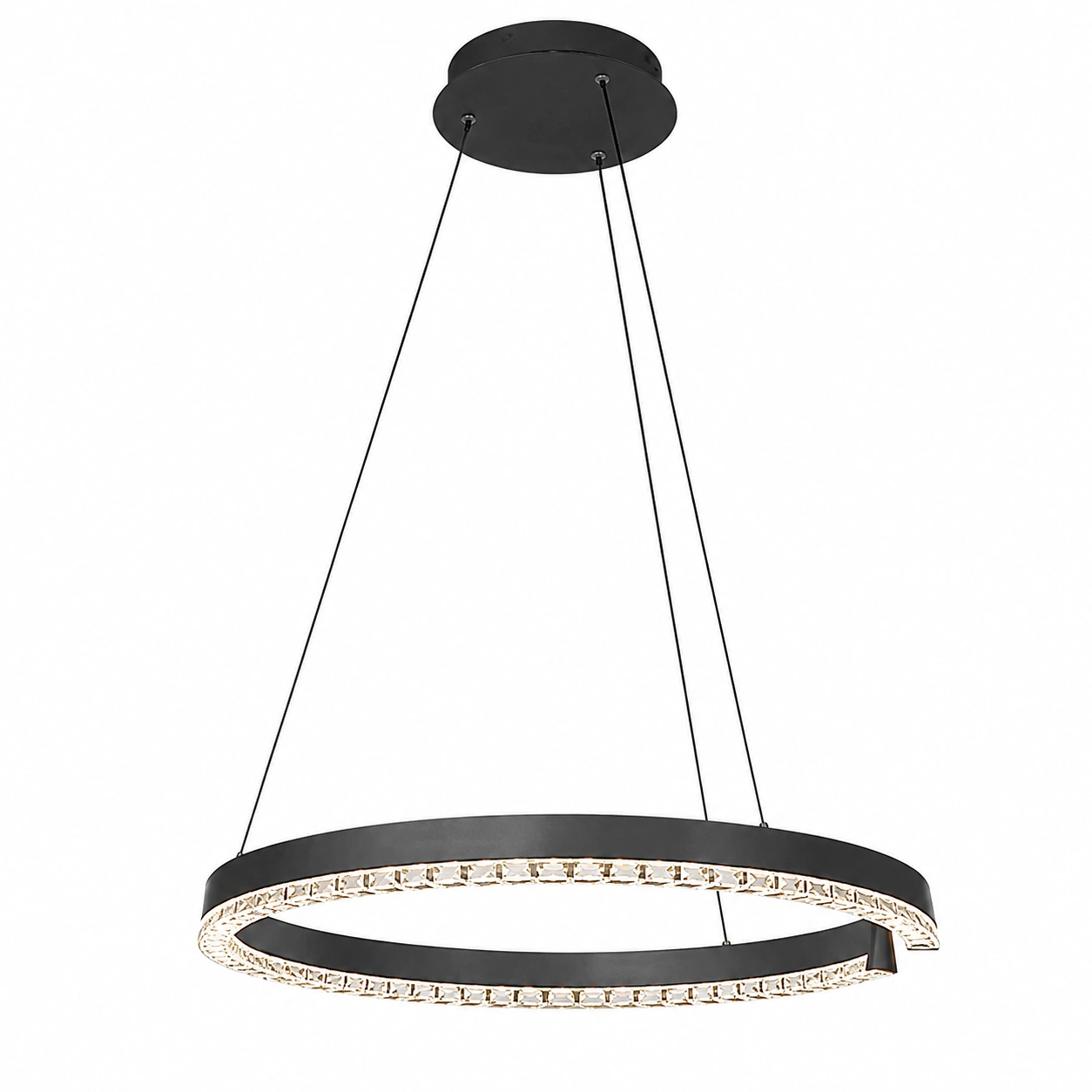 Wholesale Graphite Gray Spiral LED Chandelier with Faceted Diffuser