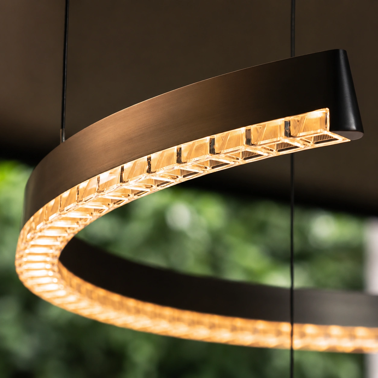 Wholesale Graphite Gray Spiral LED Chandelier with Faceted Diffuser
