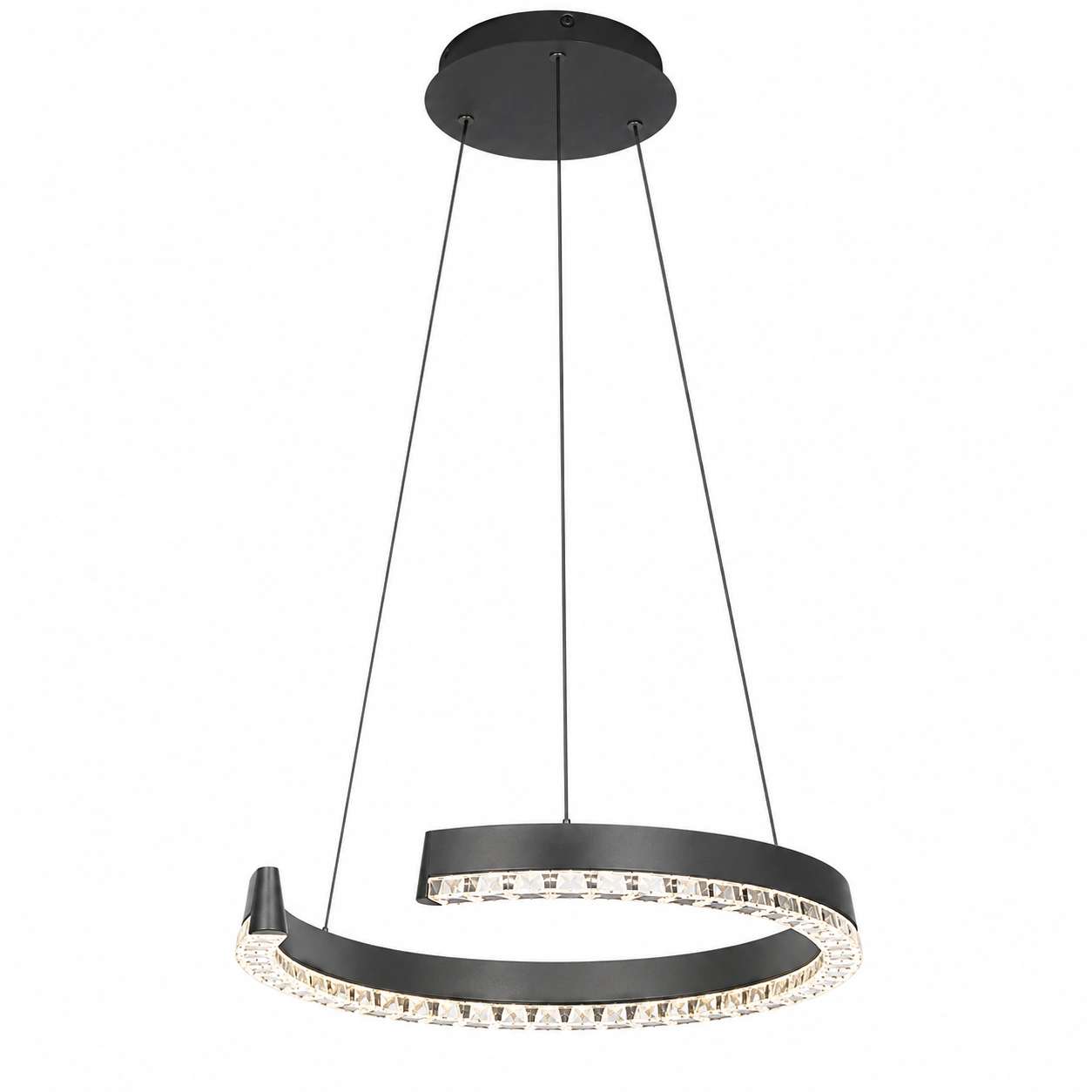 Wholesale Graphite Gray Spiral LED Chandelier with Faceted Diffuser