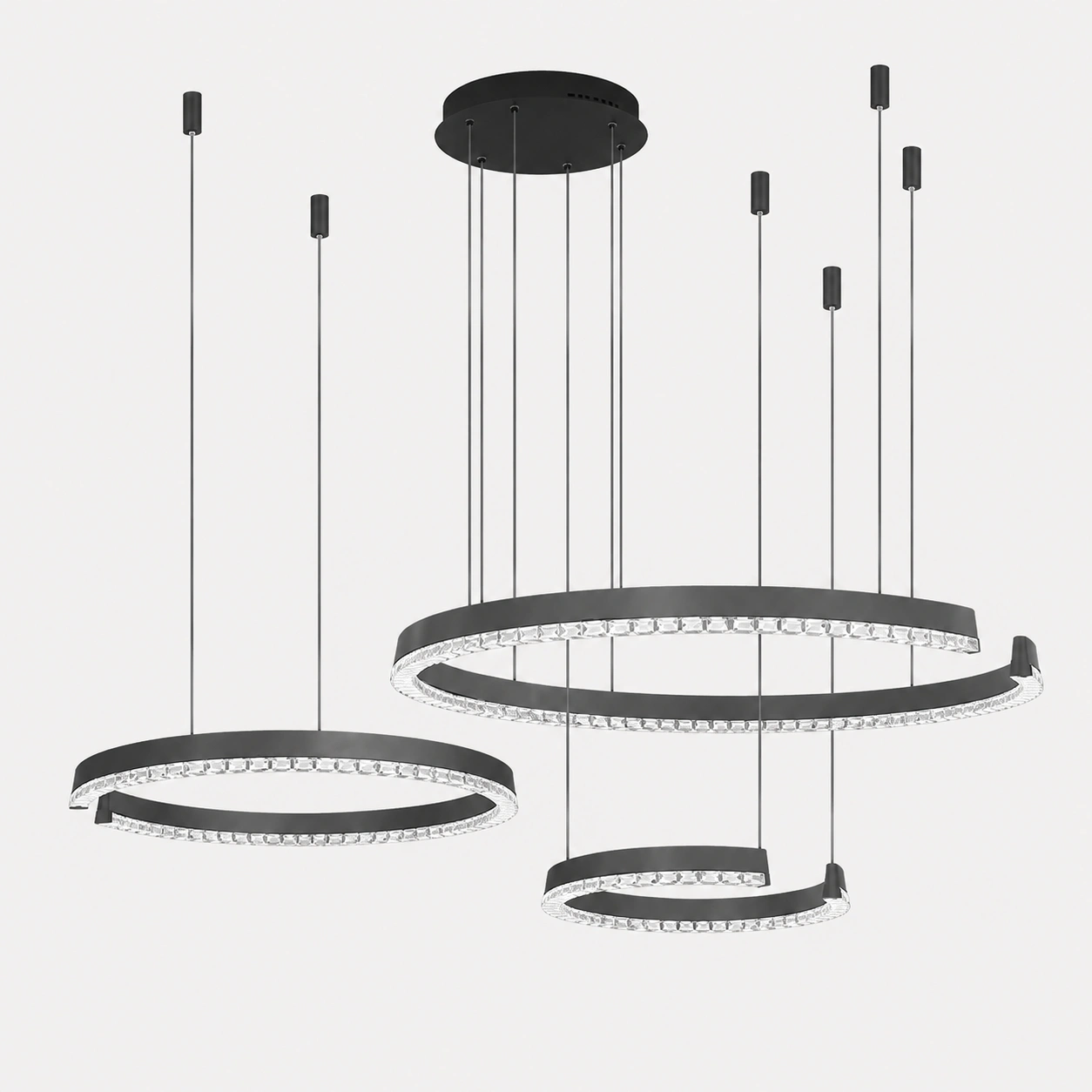 Wholesale Graphite Gray Spiral LED Chandelier with Faceted Diffuser