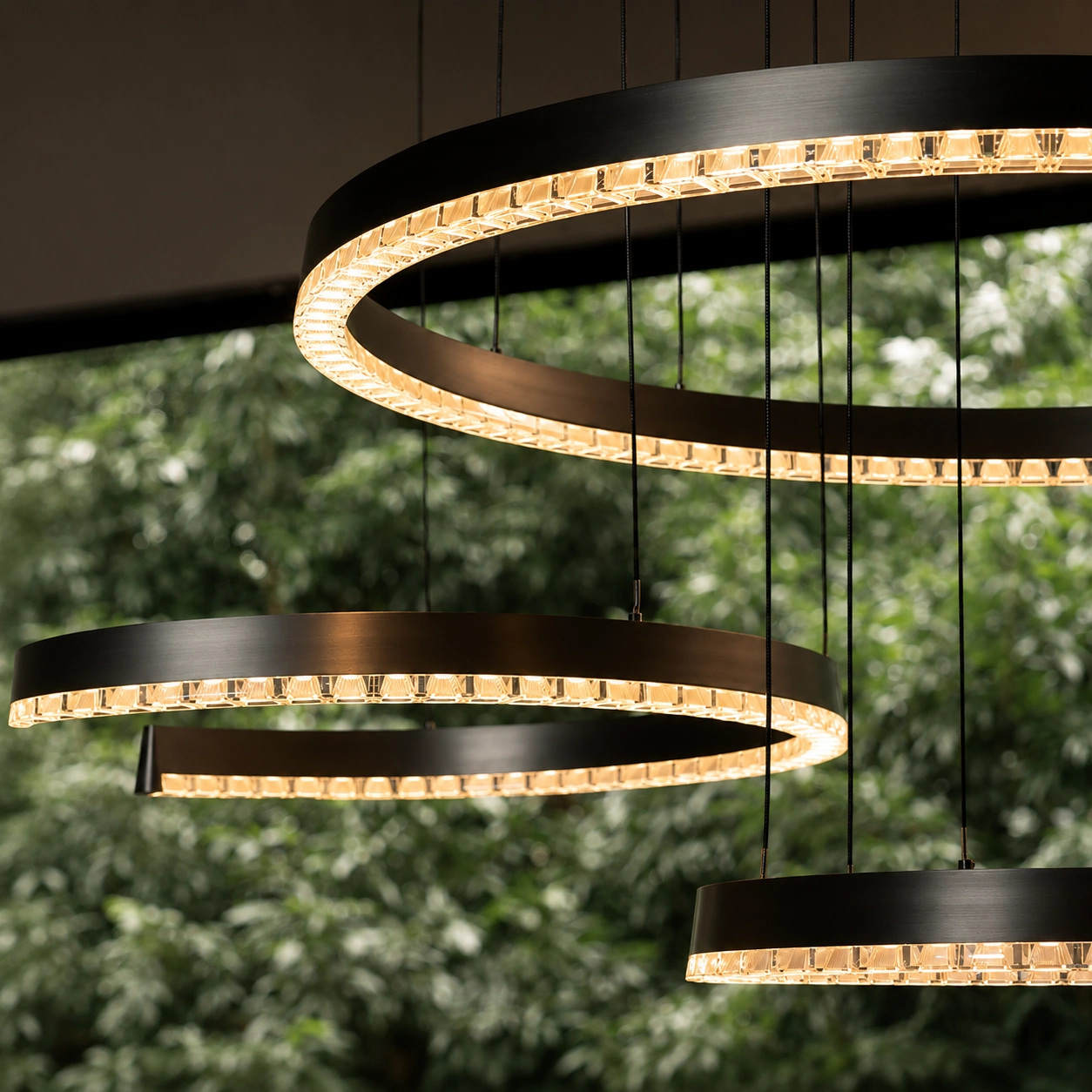 Wholesale Graphite Gray Spiral LED Chandelier with Faceted Diffuser