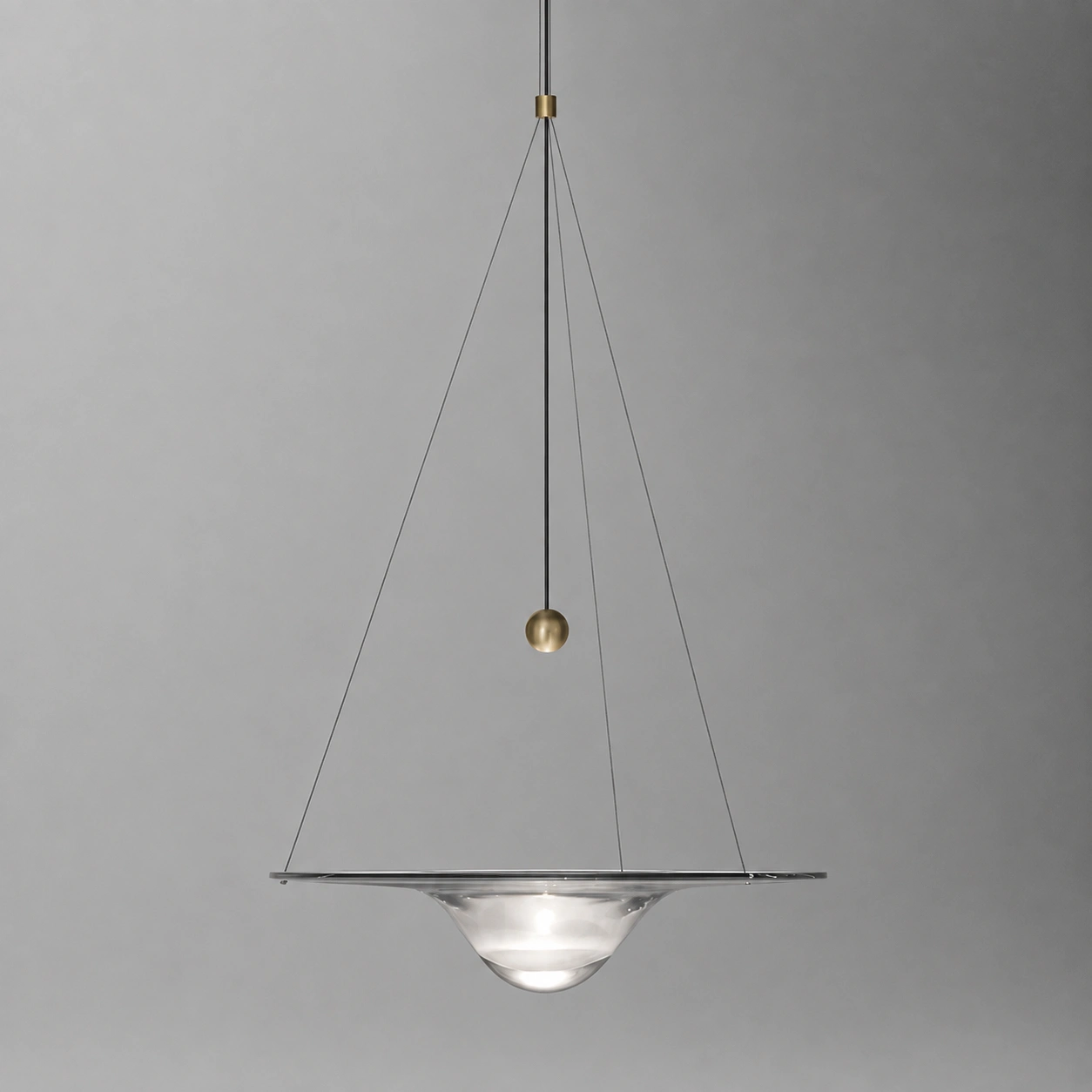 Wholesale Clear Glass Disc Pendant Light with Sculptural Lens Design