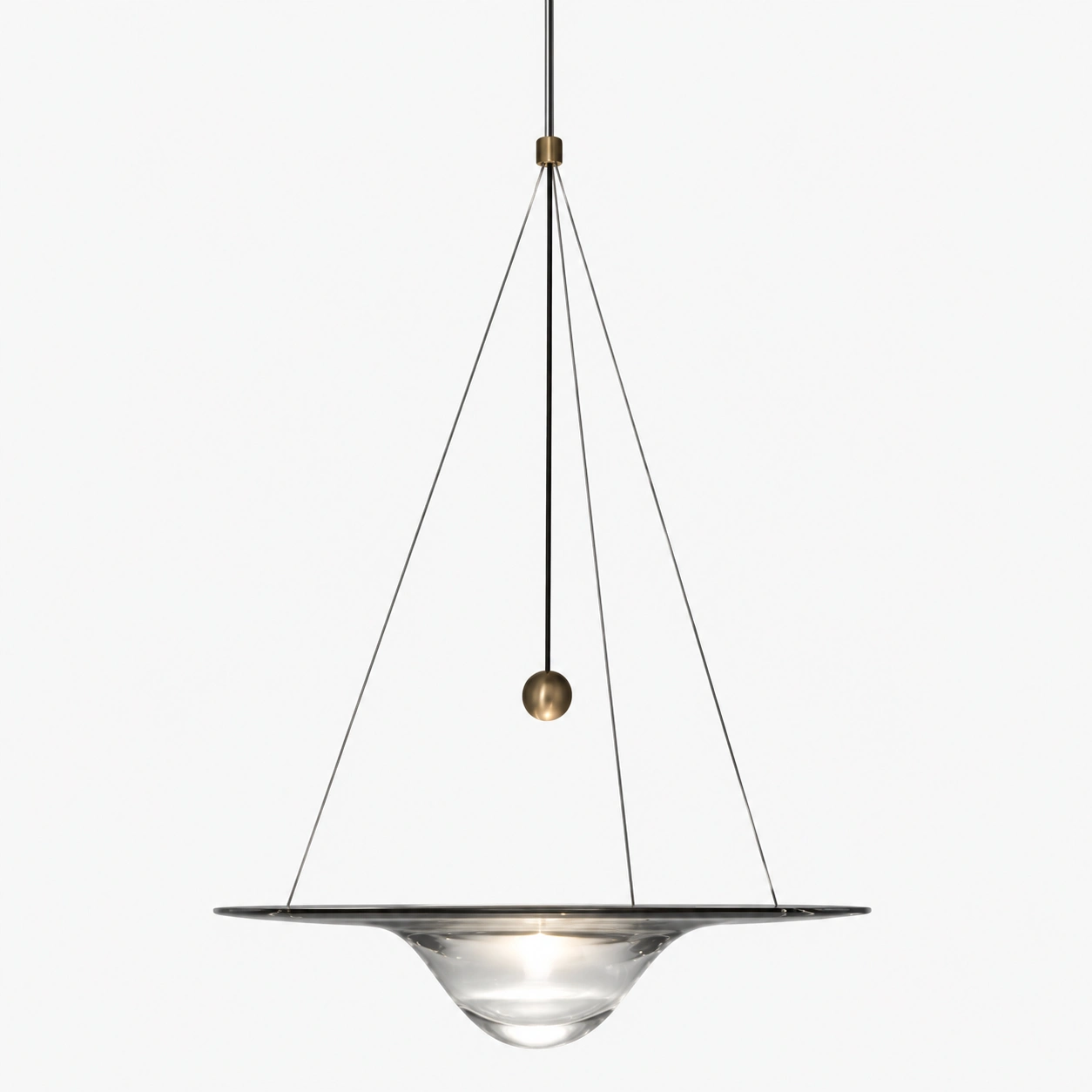 Wholesale Clear Glass Disc Pendant Light with Sculptural Lens Design