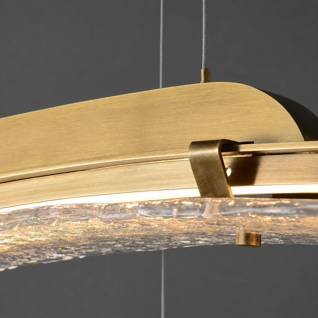 Wholesale Copper & Textured Glass Linear Chandelier for Kitchen Islands & Residential Projects