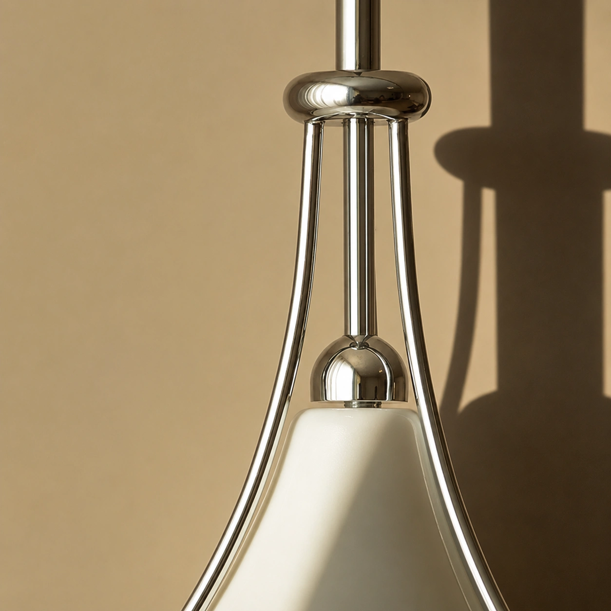 Wholesale Frosted Glass Saucer Pendant Light with Polished Metal Frame
