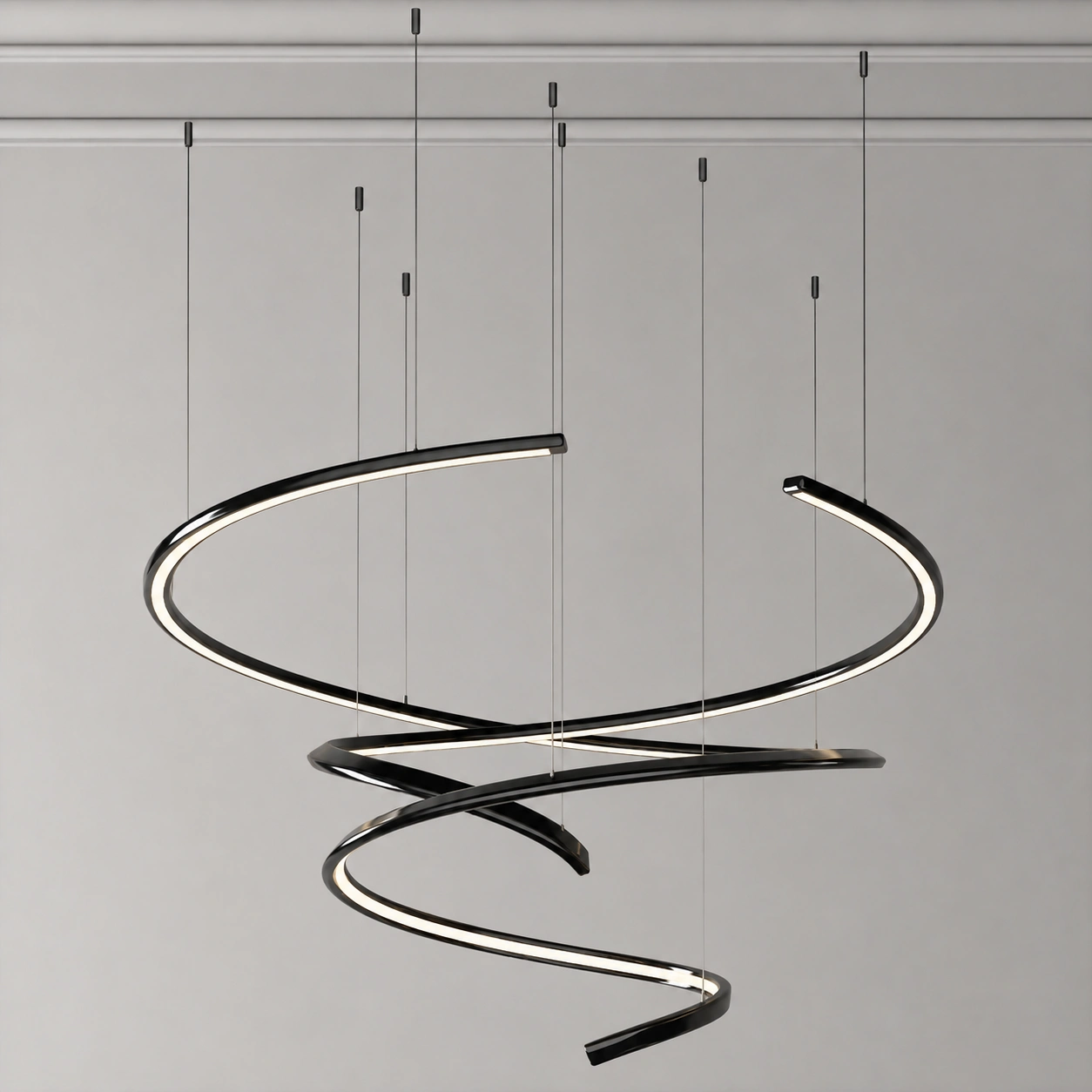 Wholesale Stainless Steel Spiral LED Chandelier in Electroplated Gold & Pearl Black