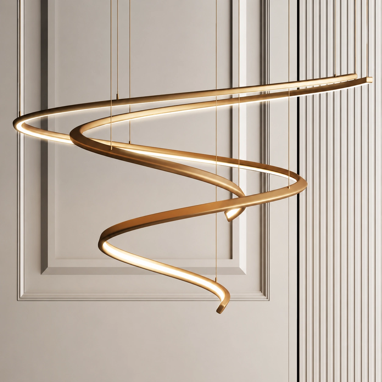 Wholesale Stainless Steel Spiral LED Chandelier in Electroplated Gold & Pearl Black